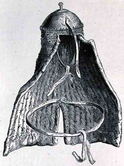 Nubian helmet, from The History of Mankind, Vol.III, by Prof. Friedrich Rayzel, 1898 by English School